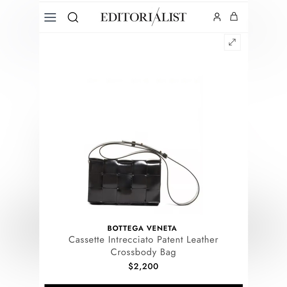BOTTEGA CASSETTE Spazzolato Intrecciato Crossbody Bag Black patent woven - Picture 17 of 17